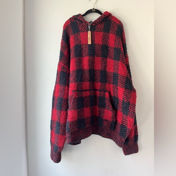 SKIMS Tops - ♥️SKIMS COZY KNIT UNISEX HOODIE BUFFALO CHECK BRICK ONYX 4X/5X